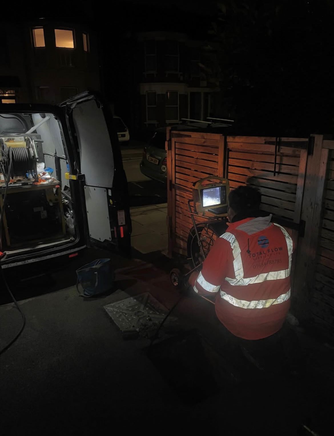 Out-of-hours CCTV drain inspection at a residential property
